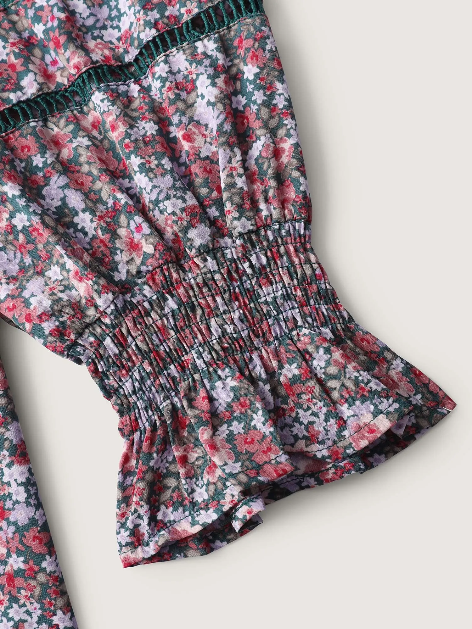 Floral Print Lace Trim Placket Blouse sold by Bloomchic product image thumbnail 5