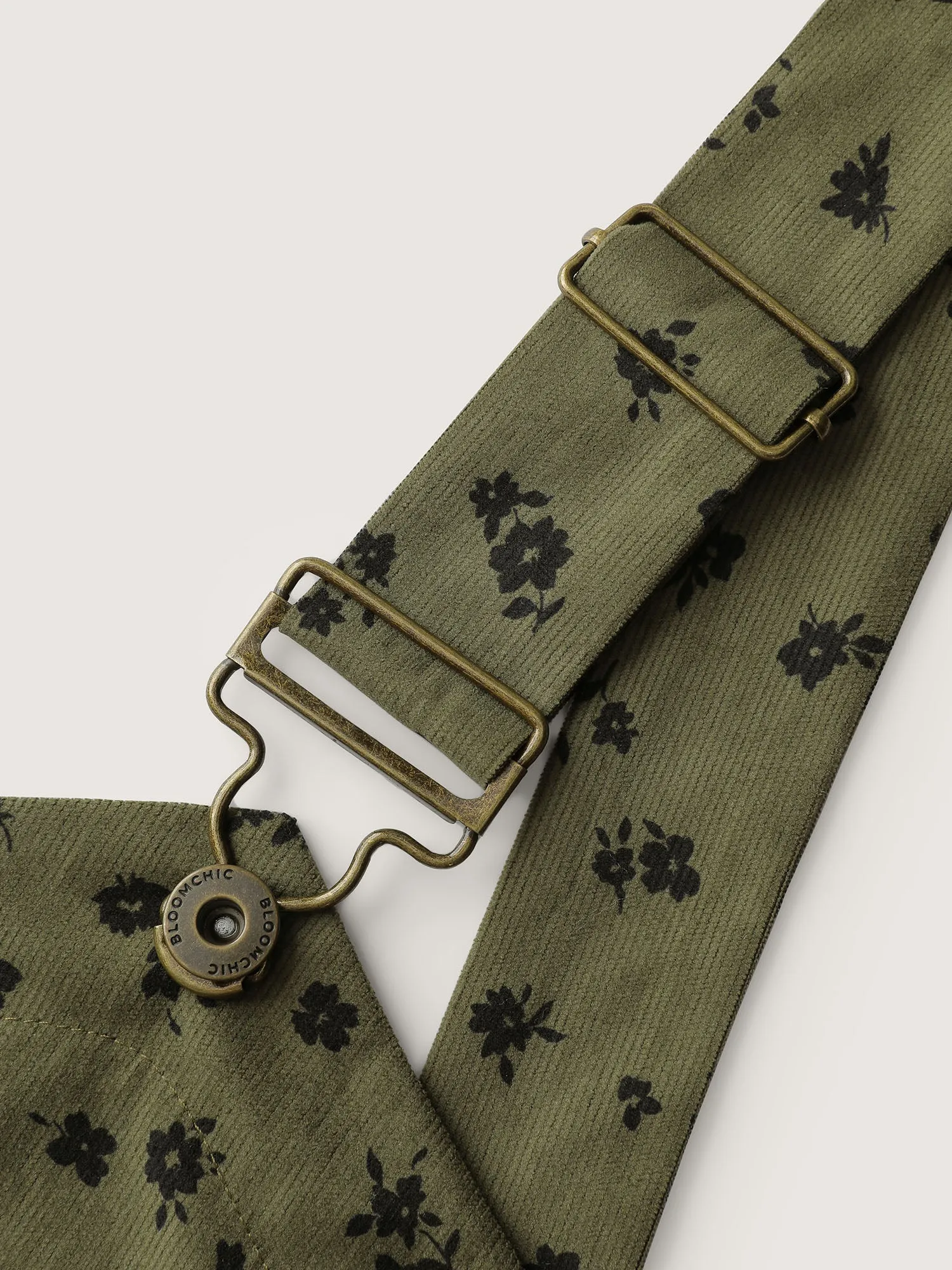 Floral Print Textured Overall Adjustable Midi Dress sold by Bloomchic product image thumbnail 5