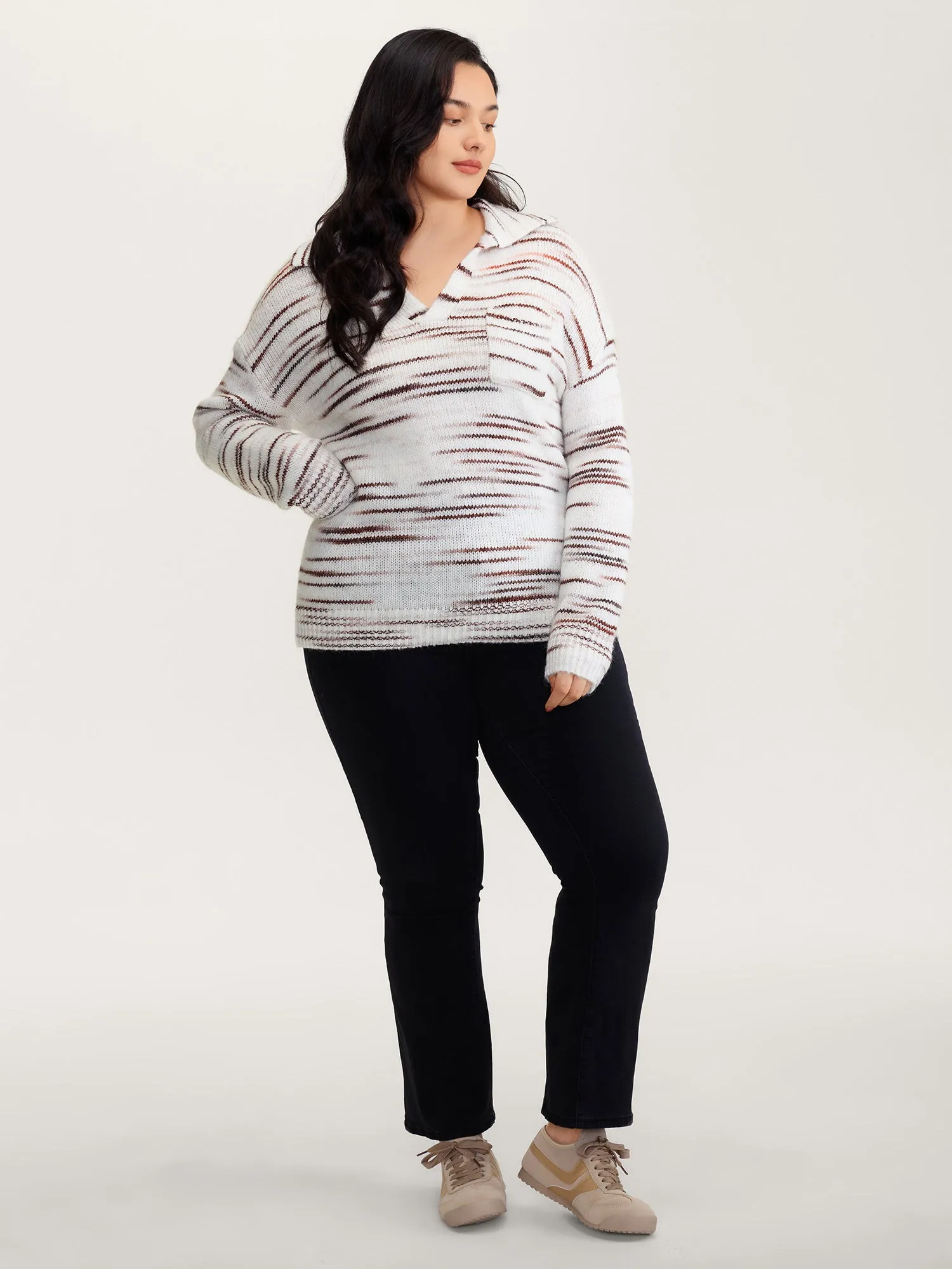 Stretchy Polo Collar Patch Pocket Pullover sold by Bloomchic product image thumbnail 3