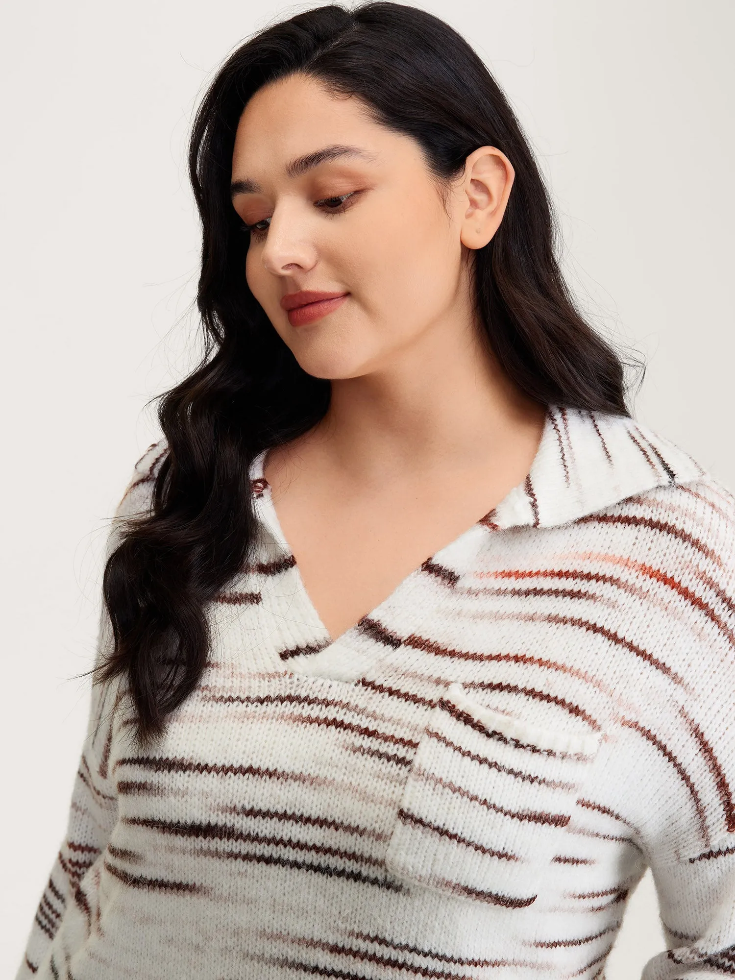 Stretchy Polo Collar Patch Pocket Pullover sold by Bloomchic product image thumbnail 2