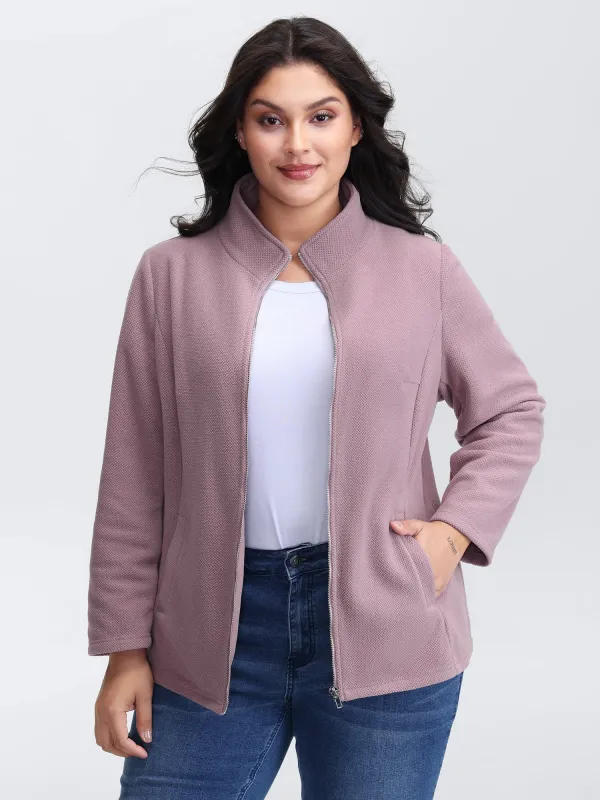 Velvety-Feel Pockets Zipper Jacket sold by Bloomchic