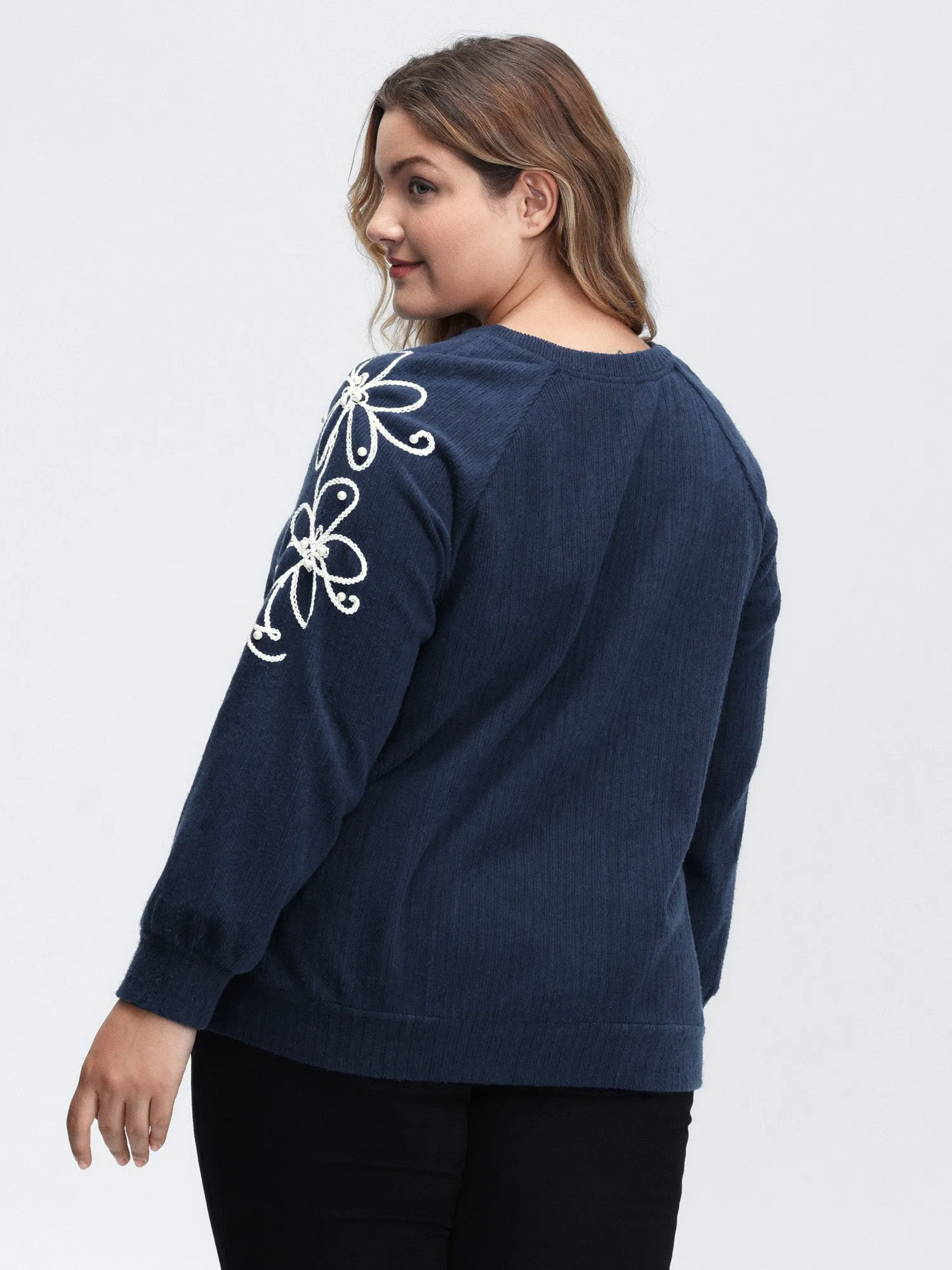 Textured Stretchy 3D Beadwork Sweatshirt sold by Bloomchic product image thumbnail 4