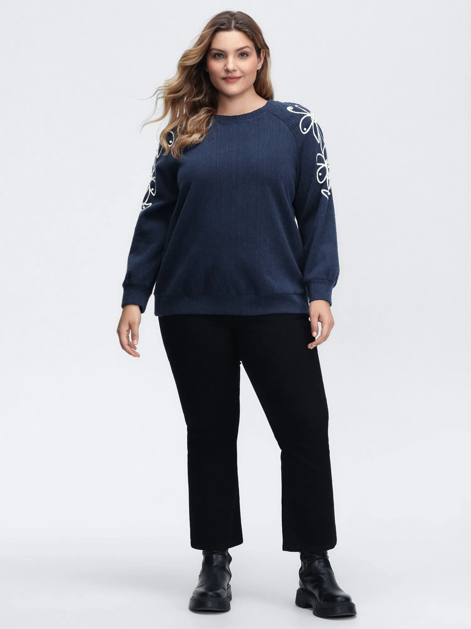 Textured Stretchy 3D Beadwork Sweatshirt sold by Bloomchic product image thumbnail 3