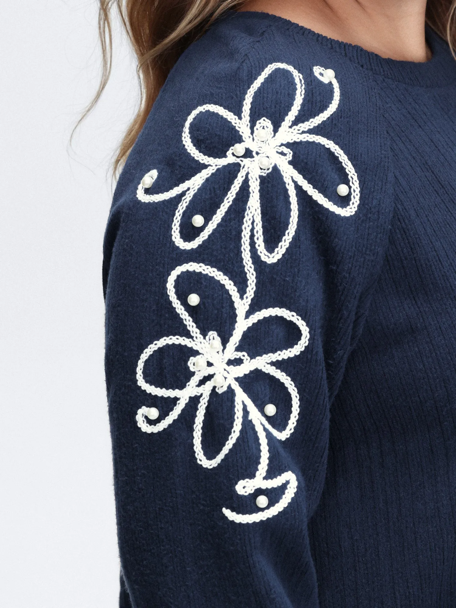 Textured Stretchy 3D Beadwork Sweatshirt sold by Bloomchic product image thumbnail 2