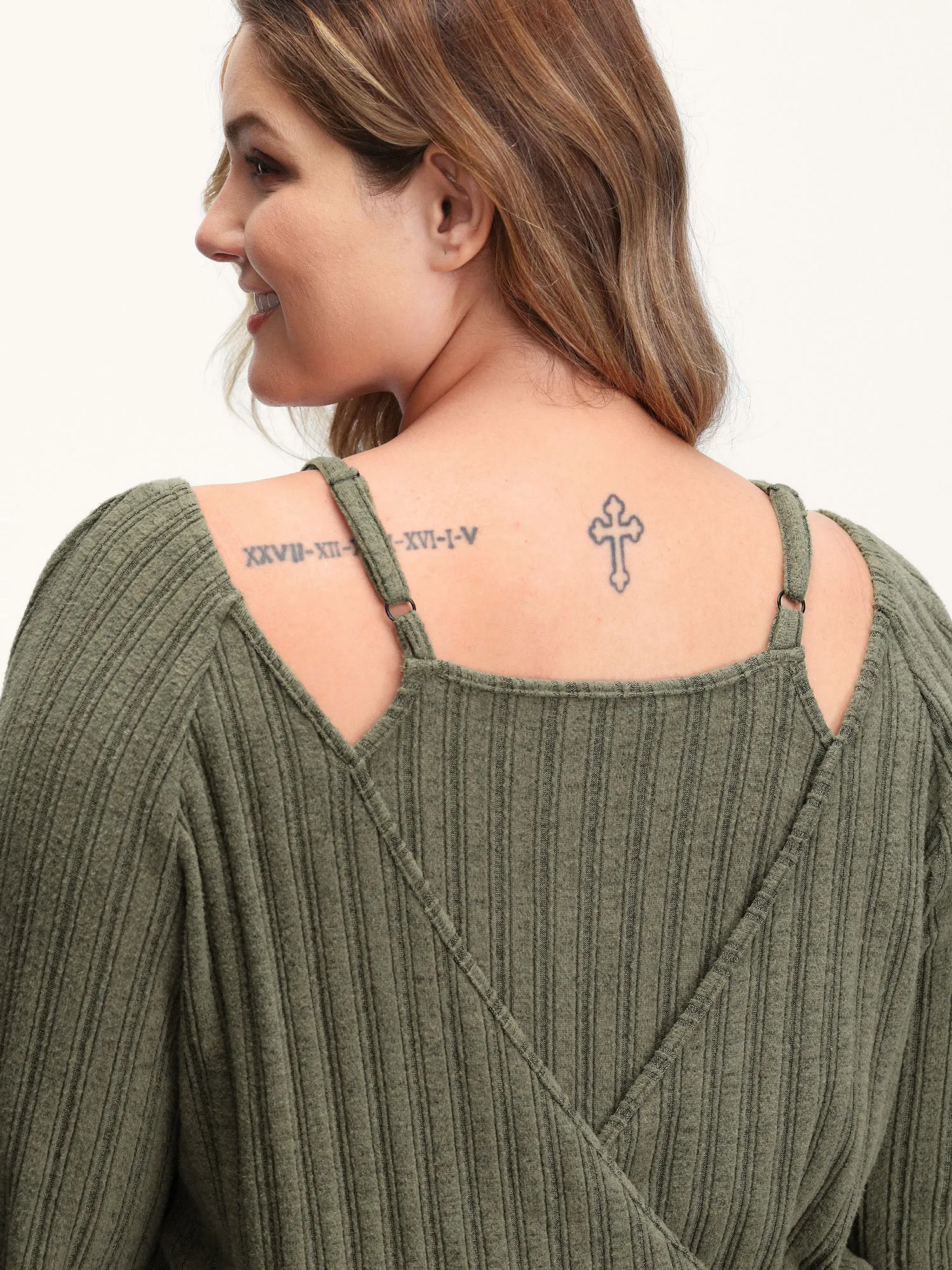 2-In-1 Textured Shoulder Straps Sweatshirt sold by Bloomchic product image thumbnail 2