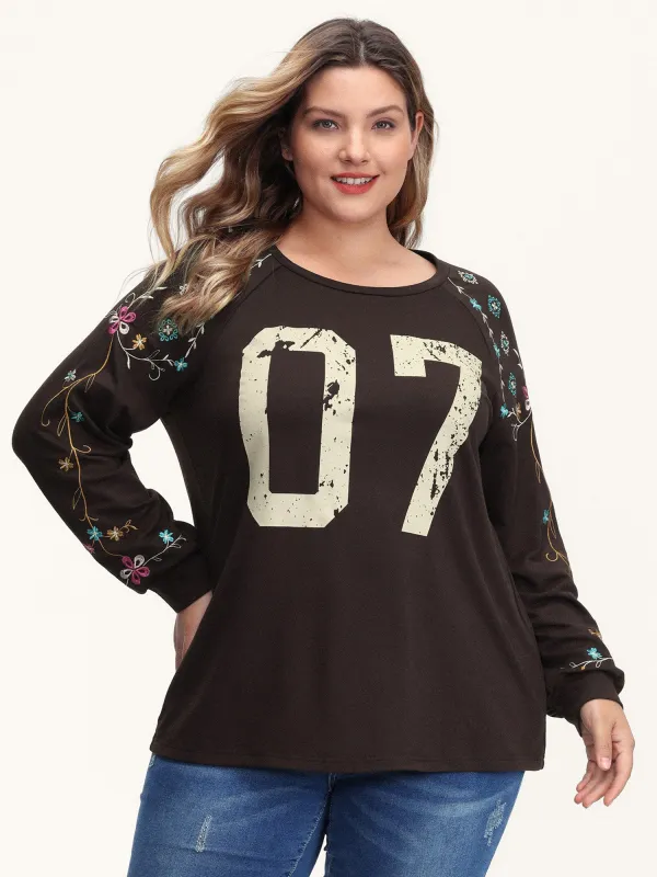 Number 07 Embroidered Relaxed-Fit Sweatshirt sold by Bloomchic