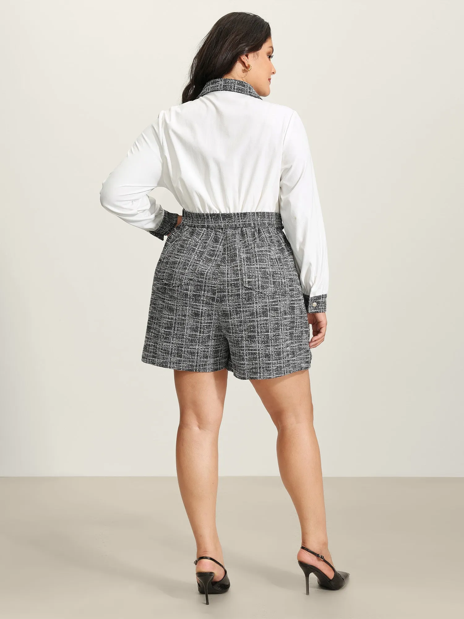 Stretchy Tweed Patch Pocket Romper sold by Bloomchic product image thumbnail 4