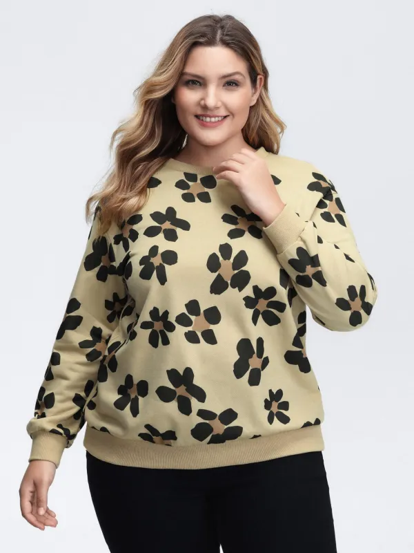 Wild Floral Print Relaxed-Fit Sweatshirt sold by Bloomchic