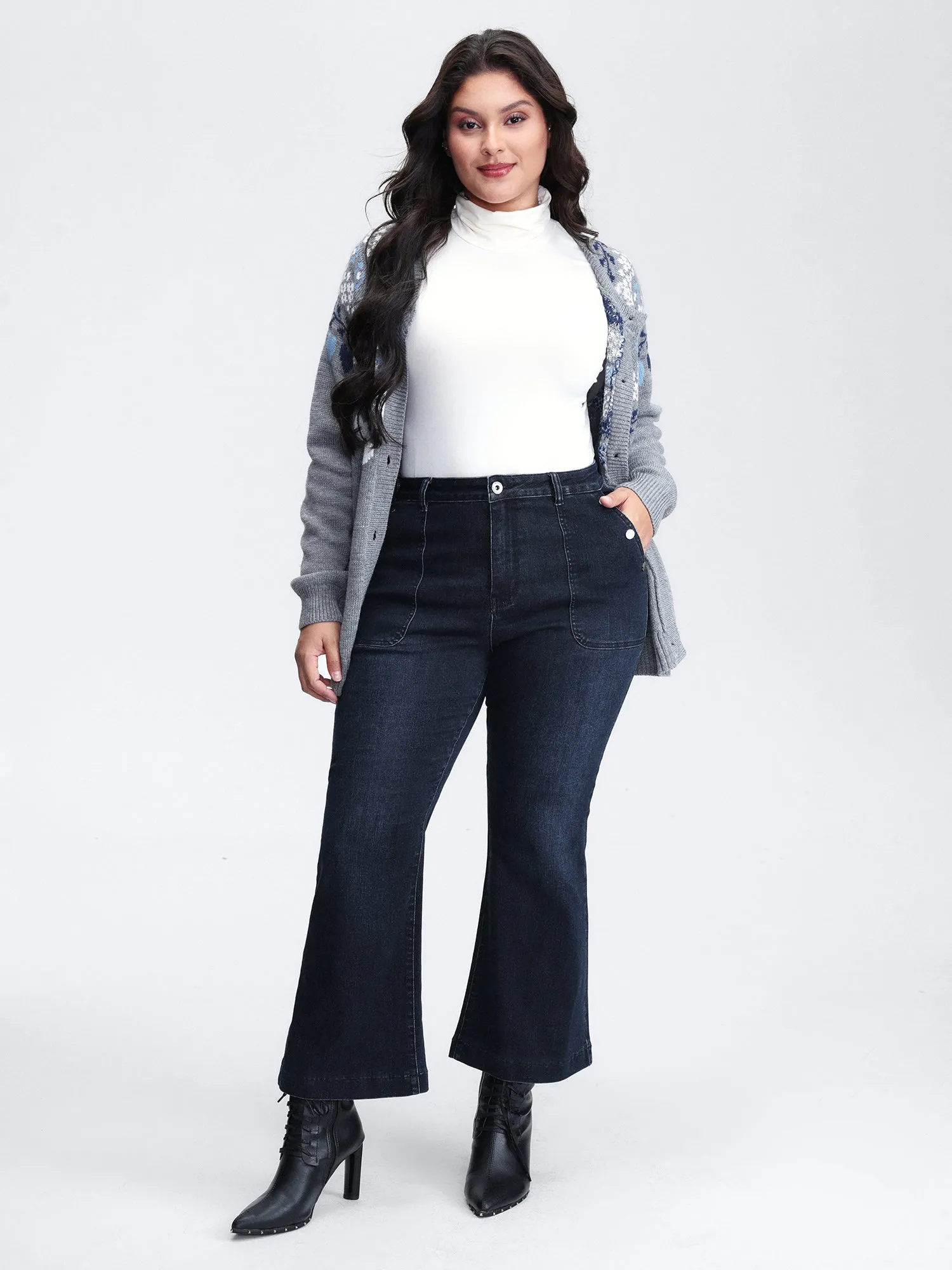 Supersoft Stretchy Patch Pockets Bootcut Jeans sold by Bloomchic product image thumbnail 2