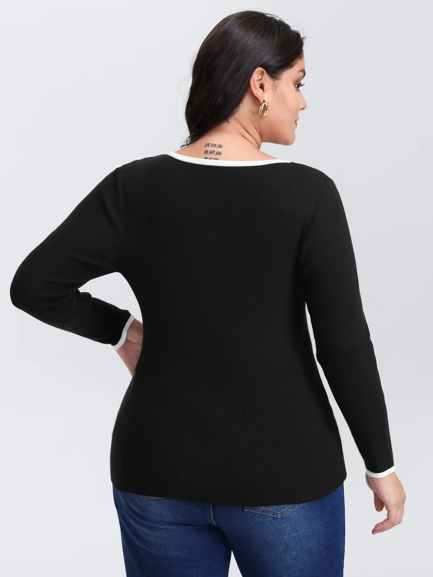 Square Neck Bowknot Fitted Pullover sold by Bloomchic product image thumbnail 5