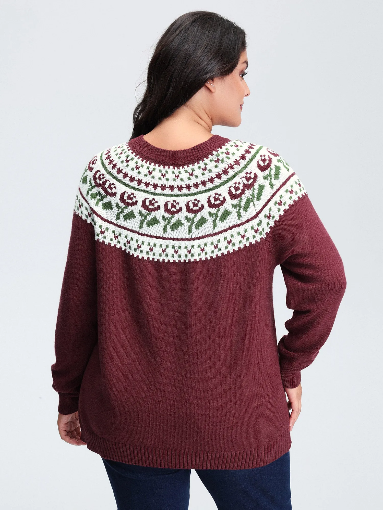 Floral Fair Isle Raglan Sleeve Pullover sold by Bloomchic product image thumbnail 4
