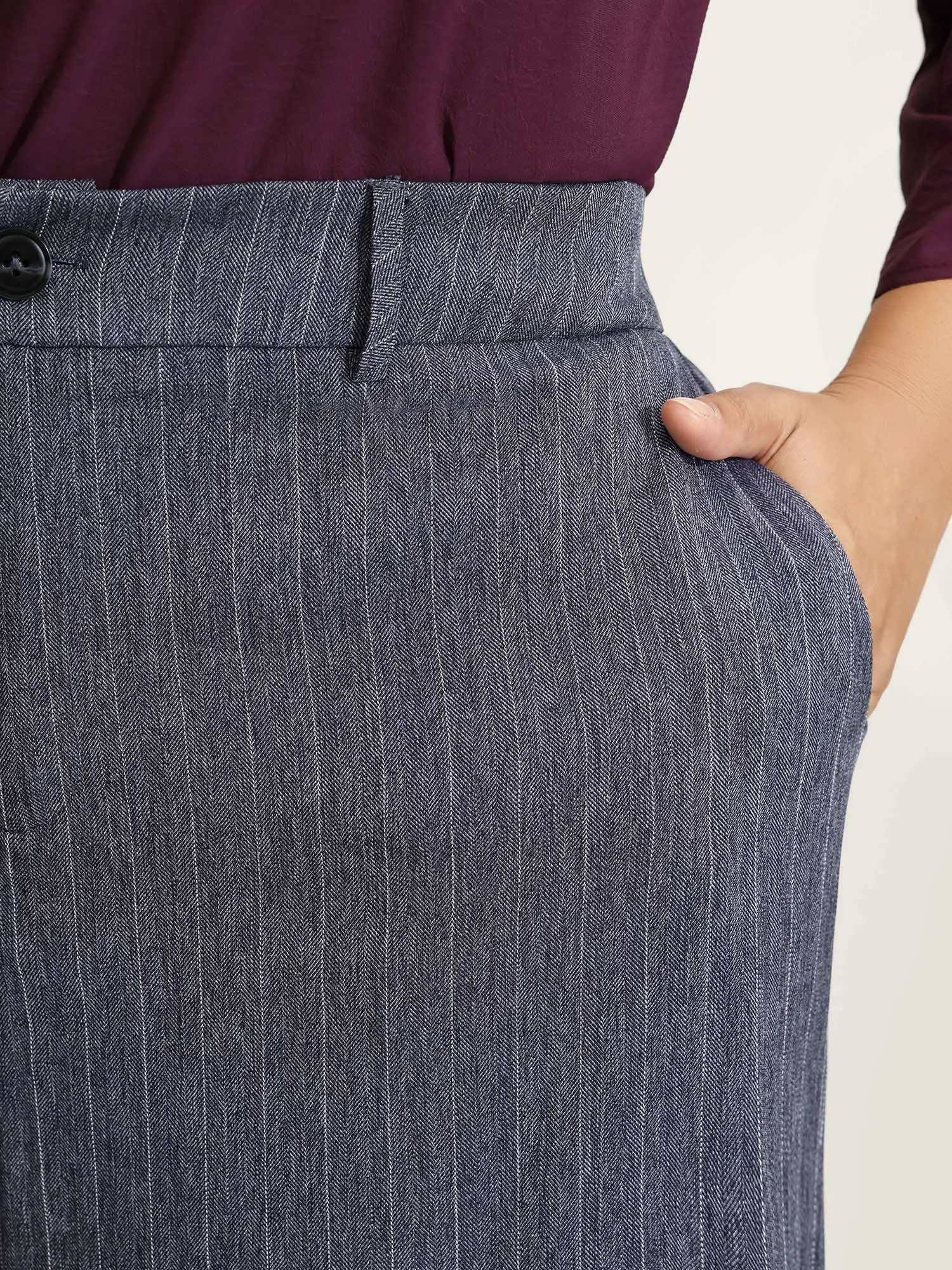 Striped Button Wide-Leg Pants sold by Bloomchic product image thumbnail 3