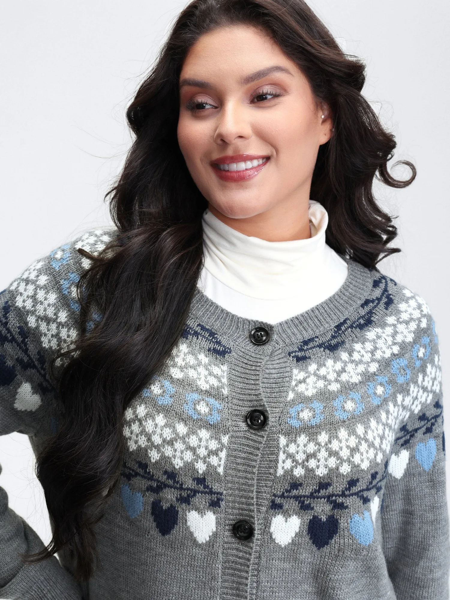 Fair Isle Patch Pockets Knit Cardigan sold by Bloomchic product image thumbnail 2