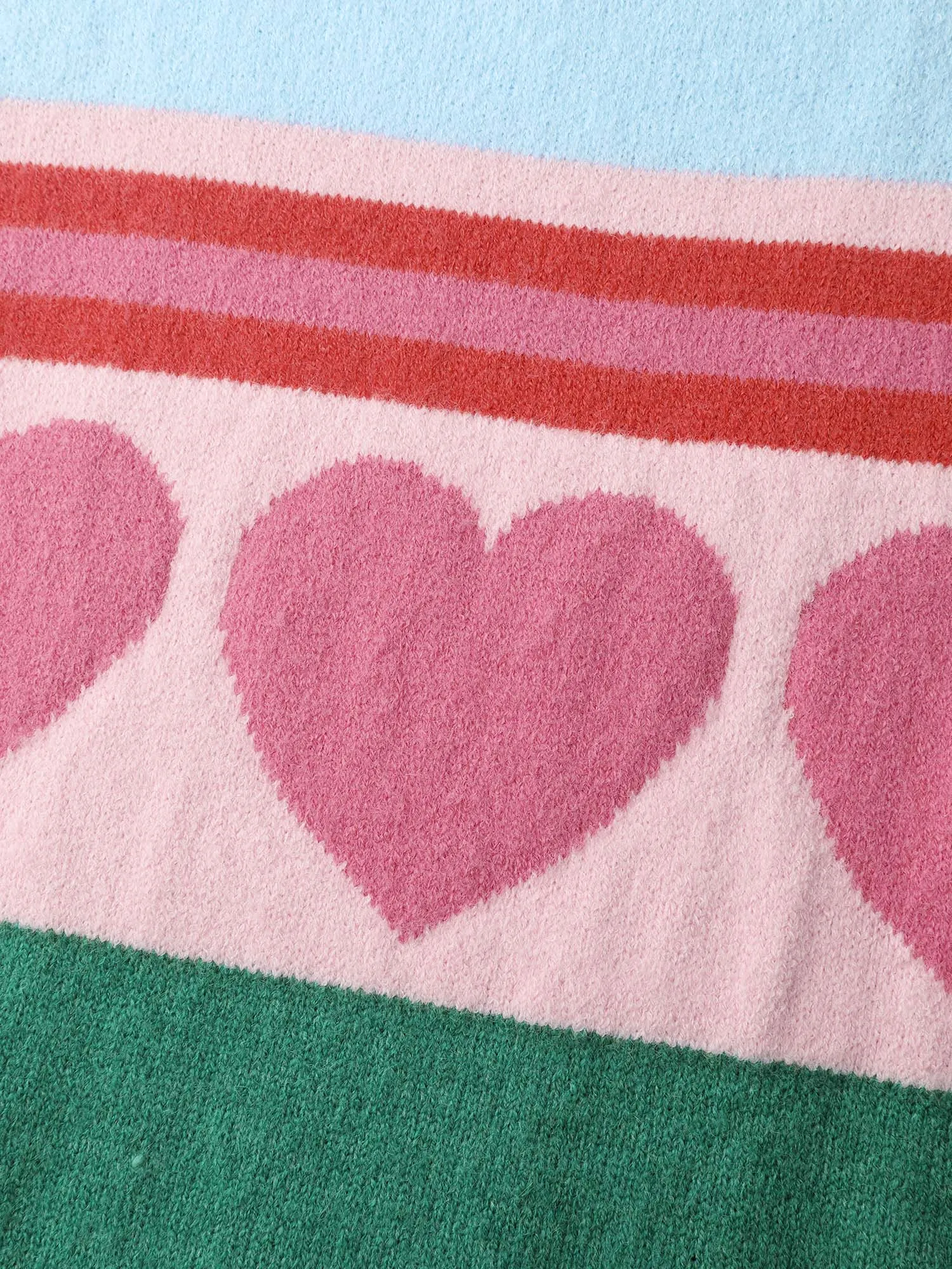 Heart Striped Print Jacquard Colorful Pullover sold by Bloomchic product image thumbnail 5