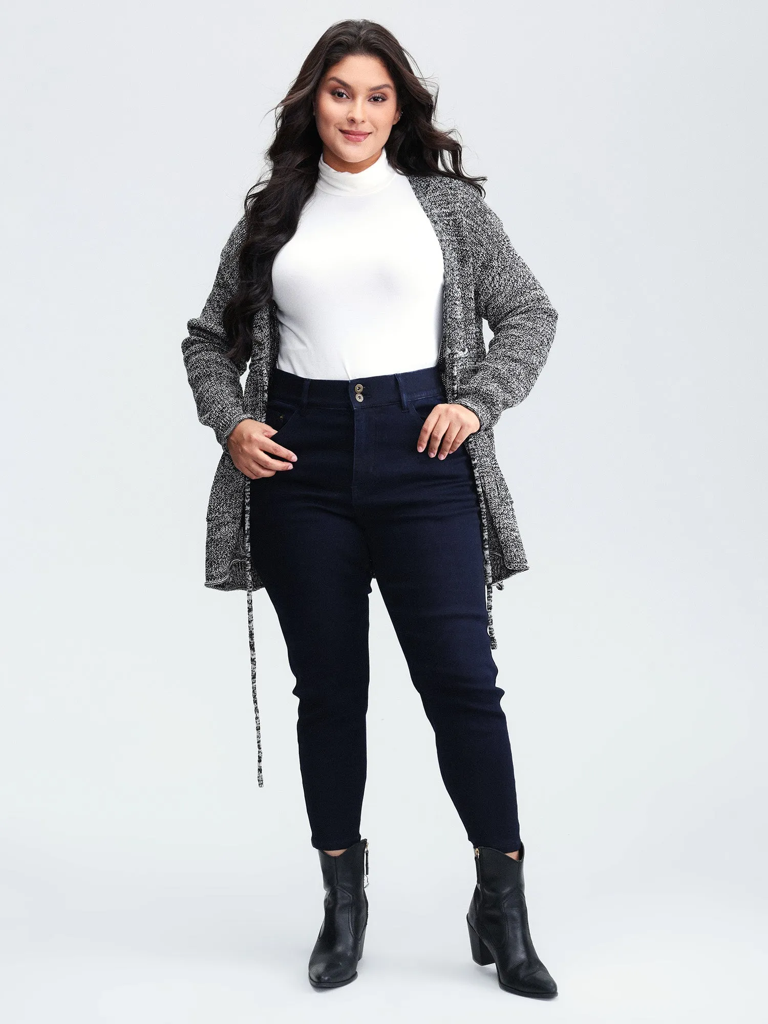 Heather Adjustable Waist Drawstring Knit Cardigan sold by Bloomchic product image thumbnail 3