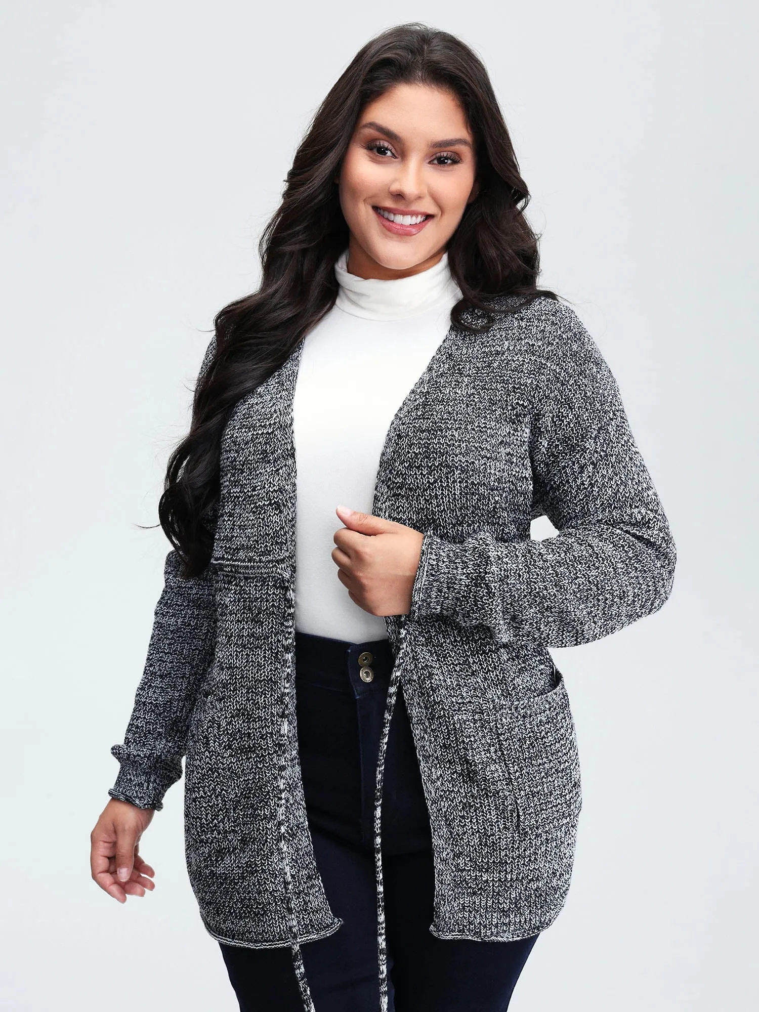 Heather Adjustable Waist Drawstring Knit Cardigan sold by Bloomchic product image thumbnail 2