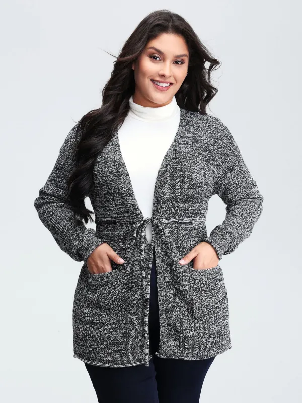 Heather Adjustable Waist Drawstring Knit Cardigan sold by Bloomchic