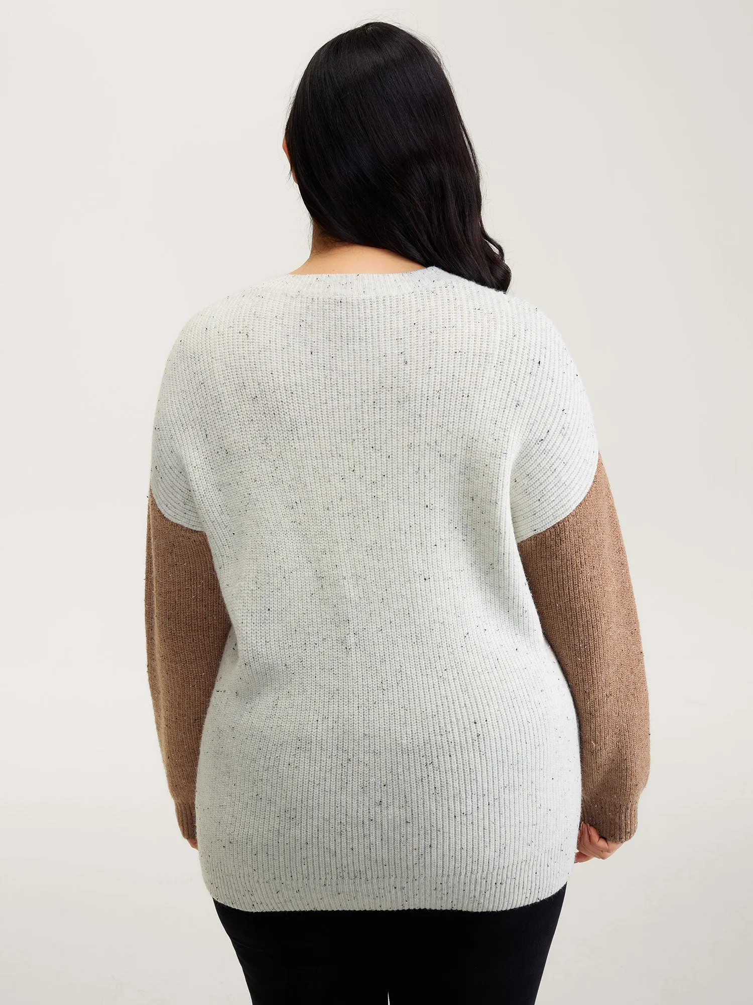 Textured Color Contrast Sleeve Pullover sold by Bloomchic product image thumbnail 4