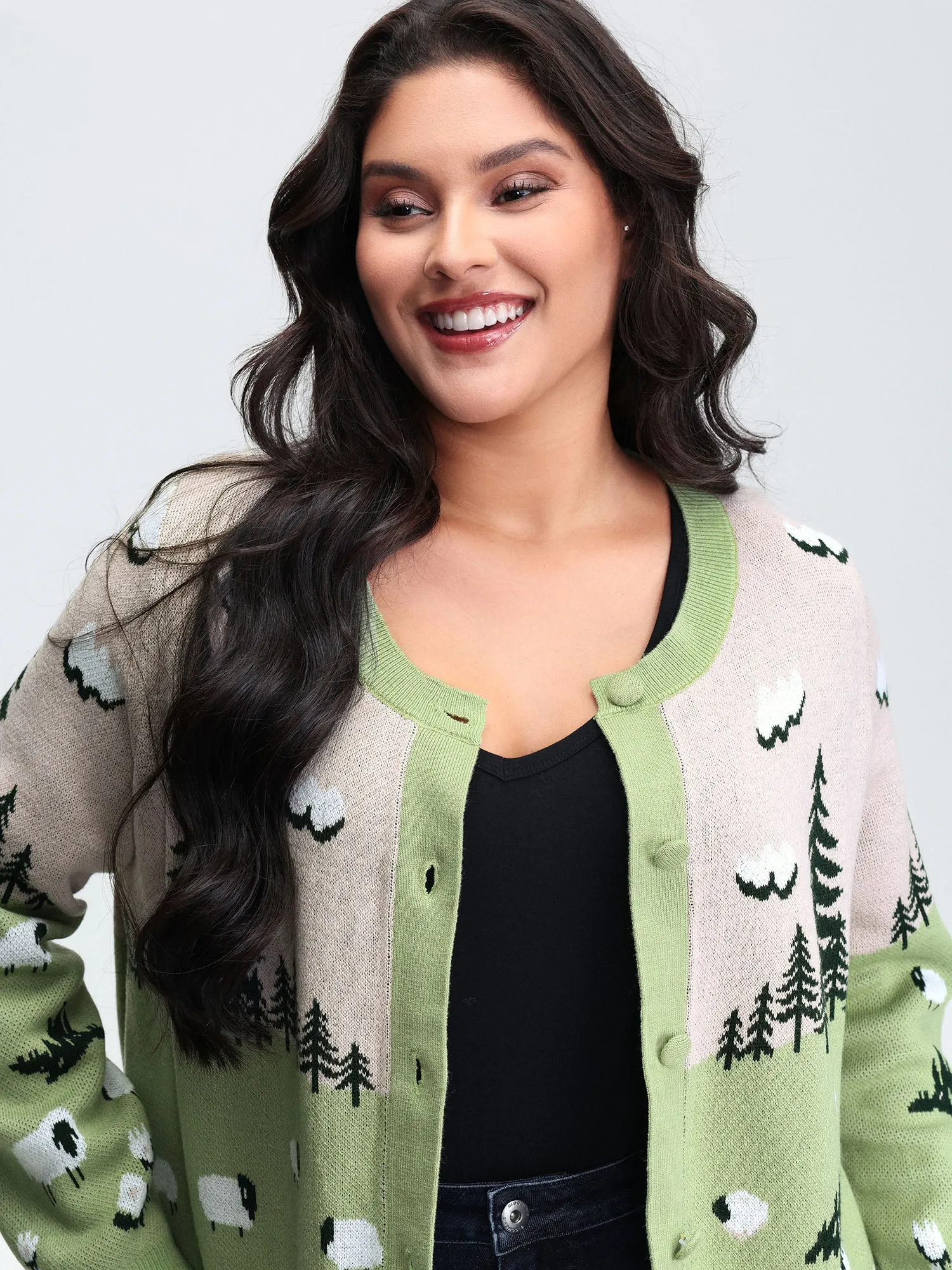 Meadow Pattern Jacquard Button Knit Cardigan sold by Bloomchic product image thumbnail 4