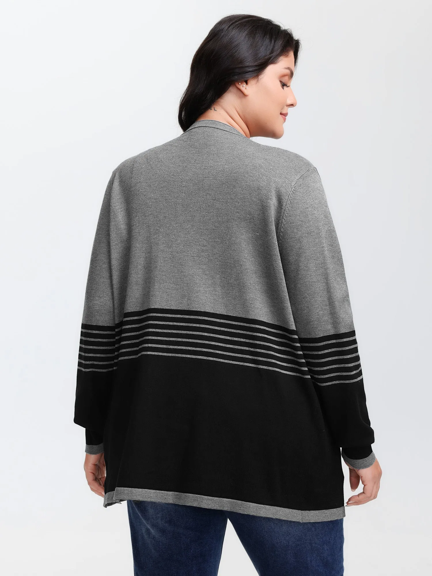 Supersoft Stripes Asymmetrical Collar Knit Cardigan sold by Bloomchic product image thumbnail 4
