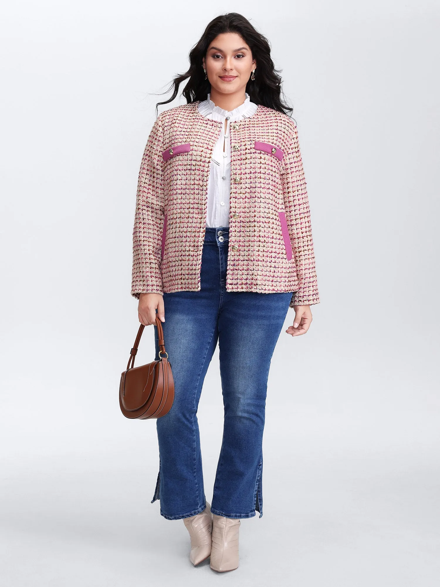 Tweed Lined Color Contrast Pockets Jacket sold by Bloomchic product image thumbnail 3