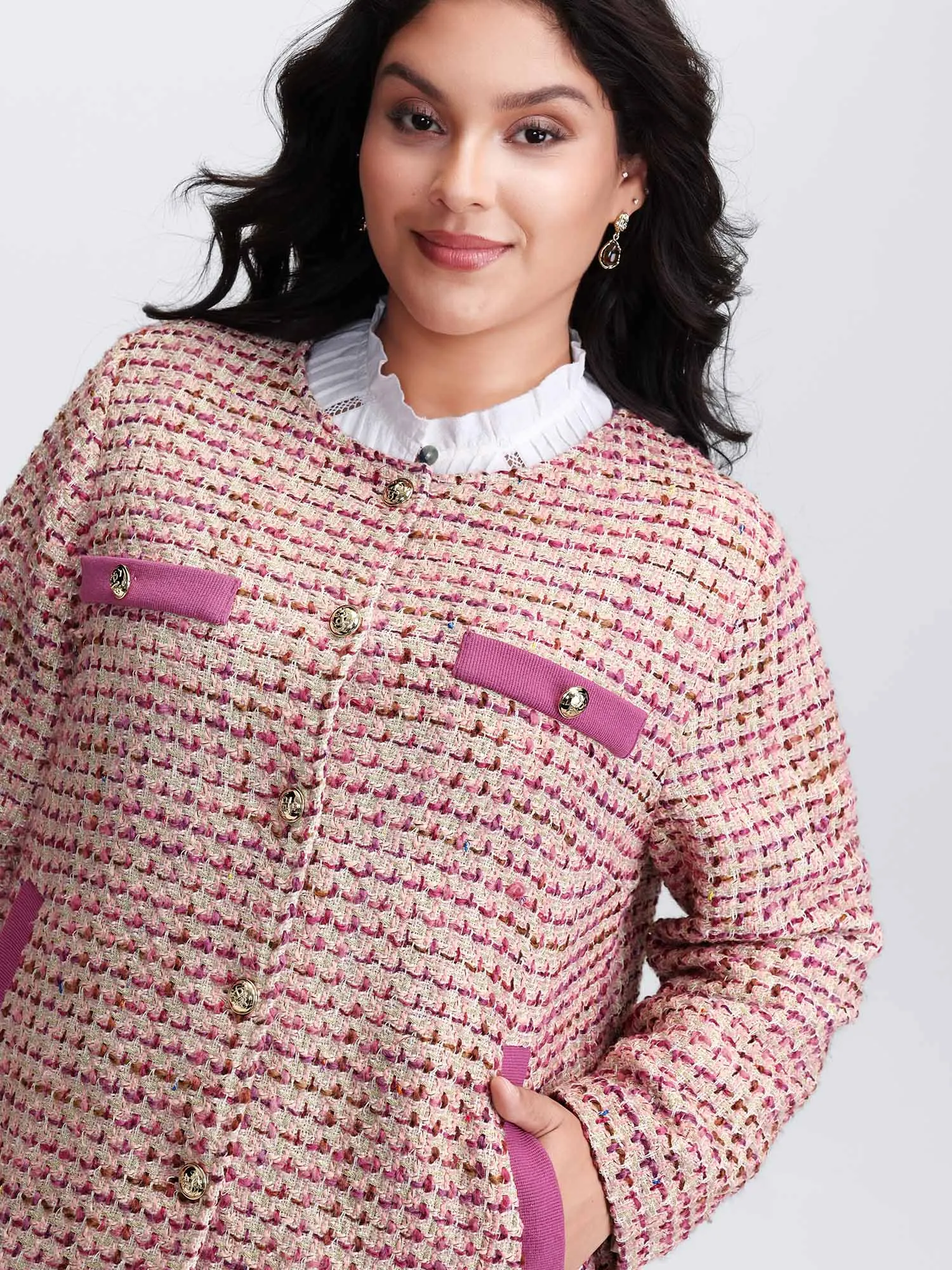 Tweed Lined Color Contrast Pockets Jacket sold by Bloomchic product image thumbnail 2