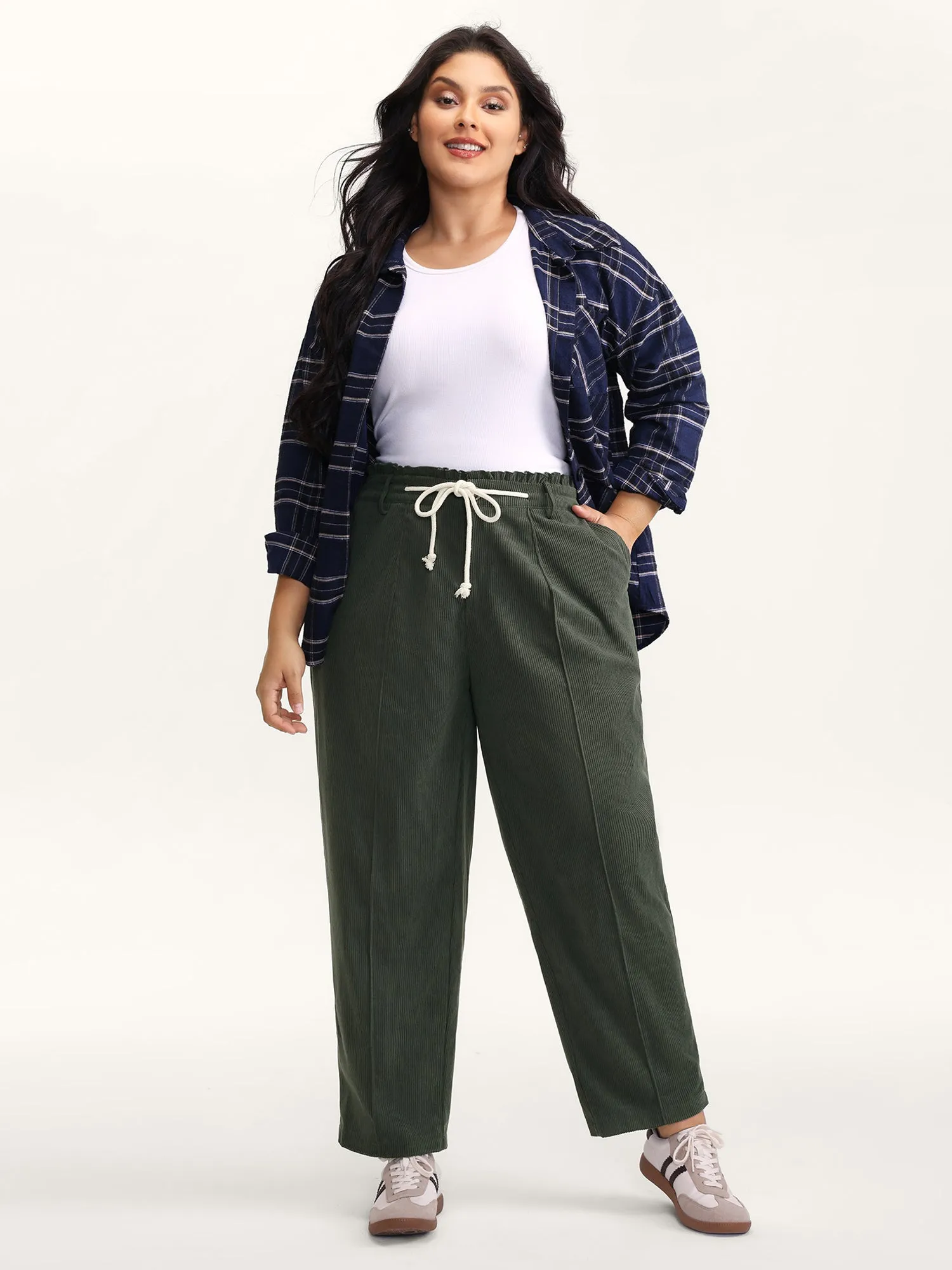 Textured Drawstring Waist Pleated Pants sold by Bloomchic product image thumbnail 2
