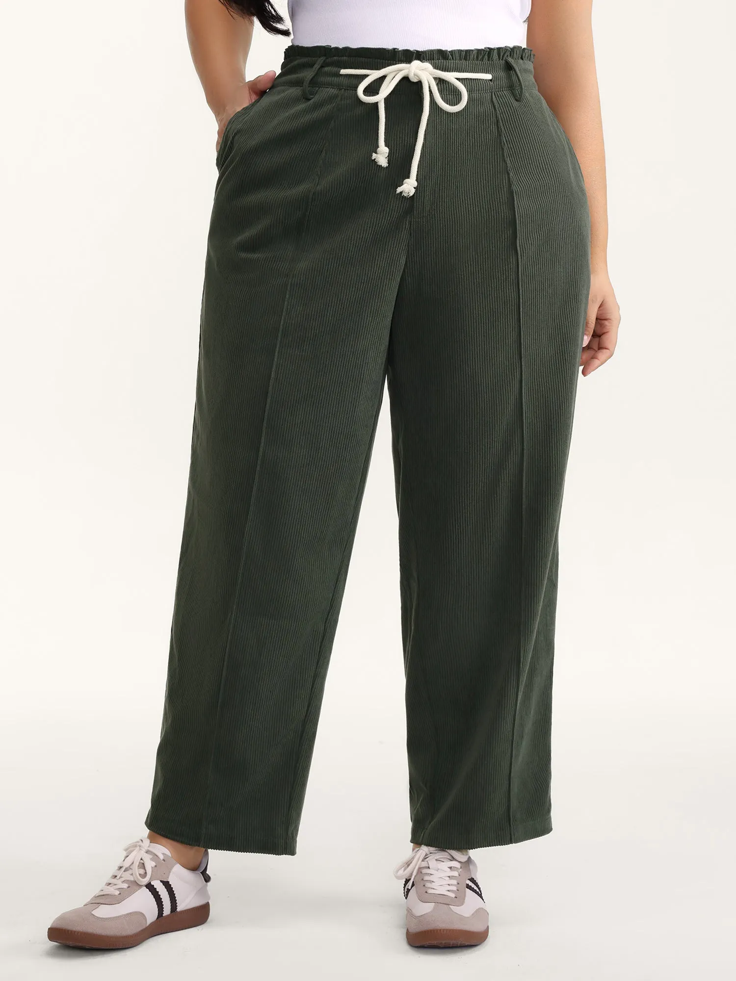Textured Drawstring Waist Pleated Pants sold by Bloomchic