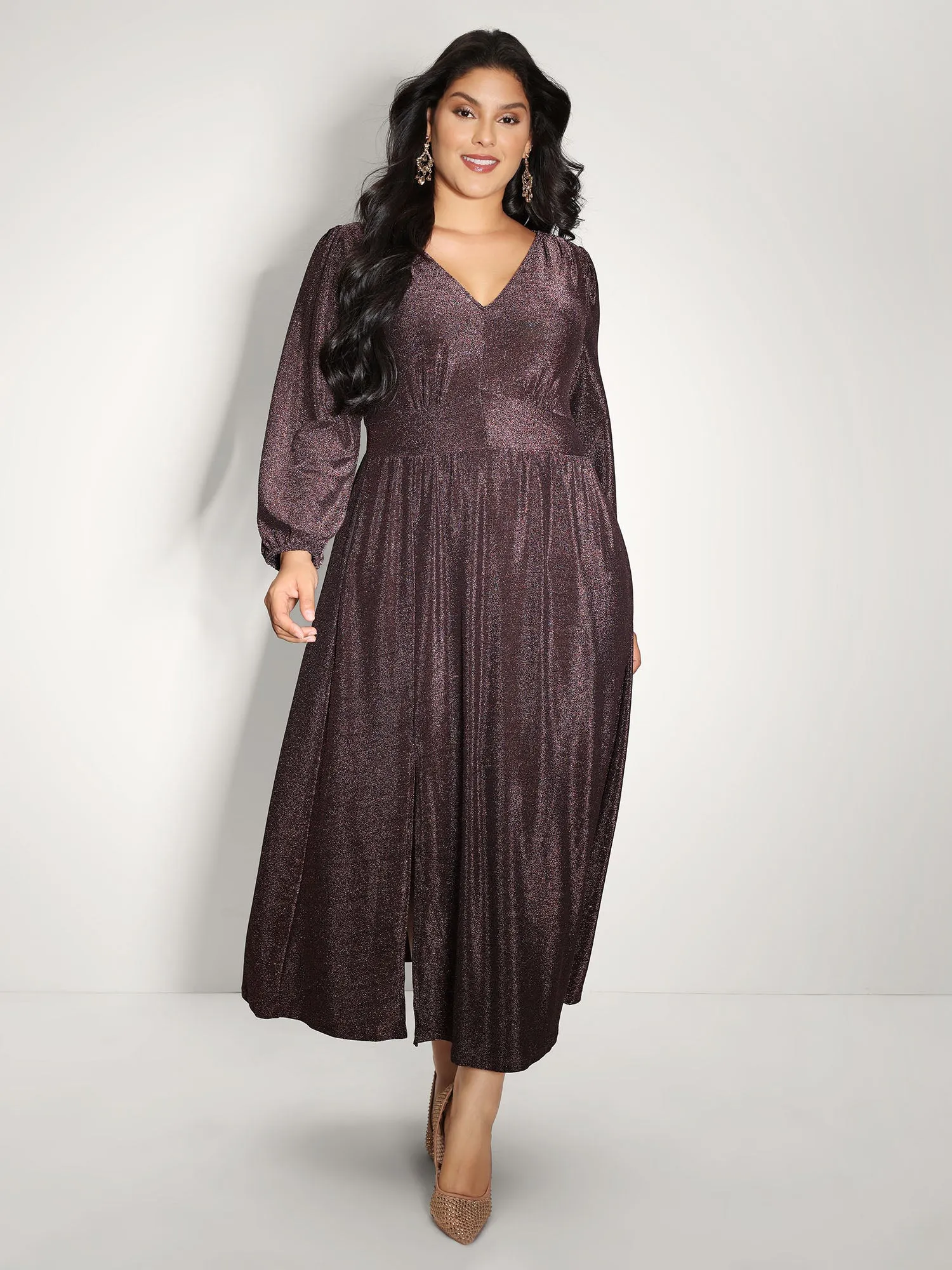 Heather Stretchy Split Hem Pockets Maxi Dress sold by Bloomchic product image thumbnail 3