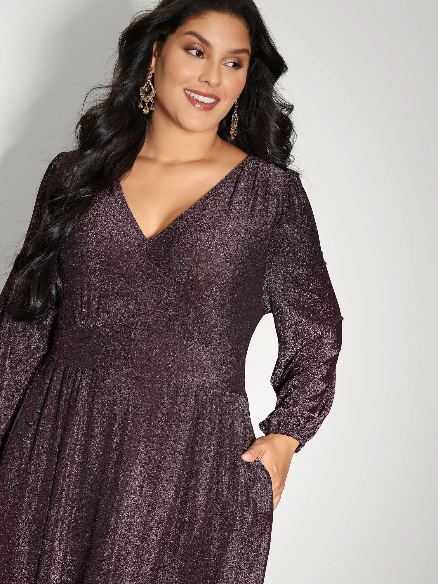 Heather Stretchy Split Hem Pockets Maxi Dress sold by Bloomchic product image thumbnail 2