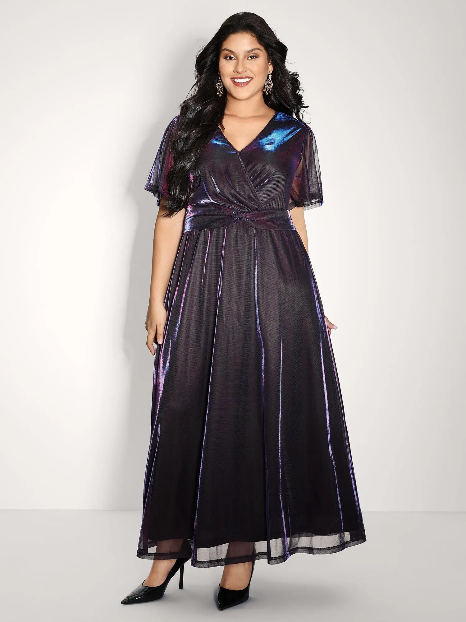 Shimmery Lined Shirred Waist Pockets Maxi Dress sold by Bloomchic product image thumbnail 3