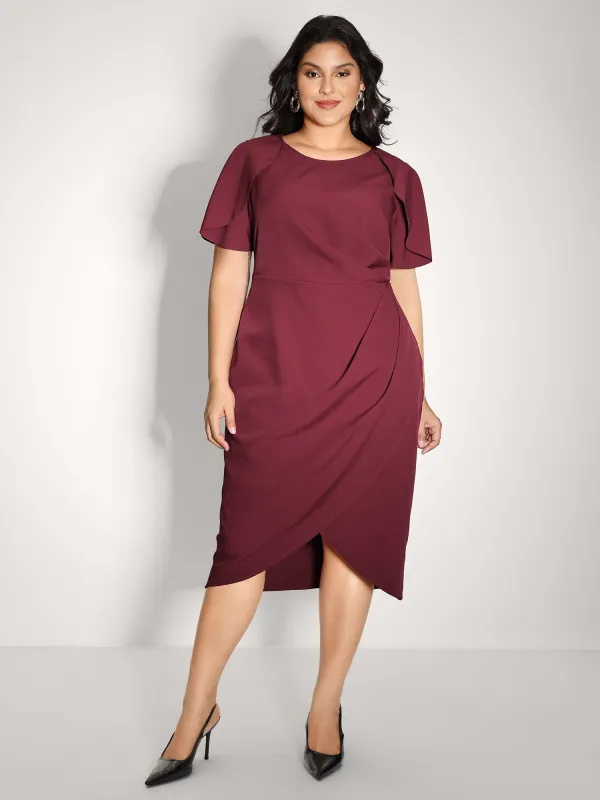 Wrap Hem Petal Sleeve Midi Dress sold by Bloomchic