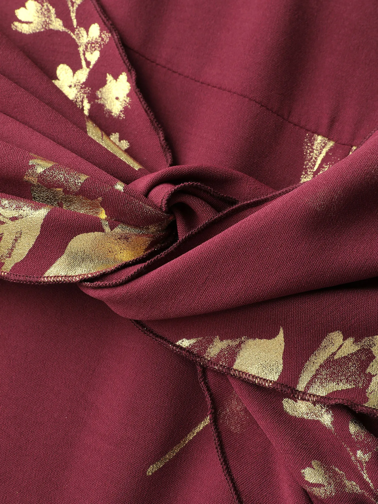 Gold Stamped Rose Twist Waist Midi Dress sold by Bloomchic product image thumbnail 5