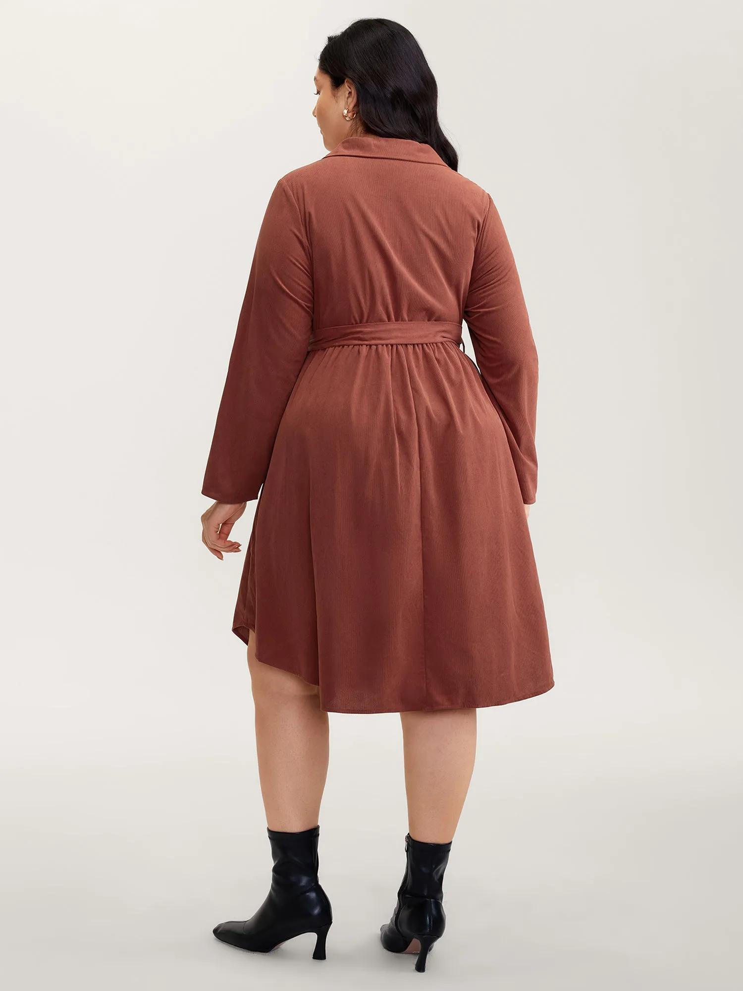 Corduroy Tab Sleeve Belted Midi Dress sold by Bloomchic product image thumbnail 4