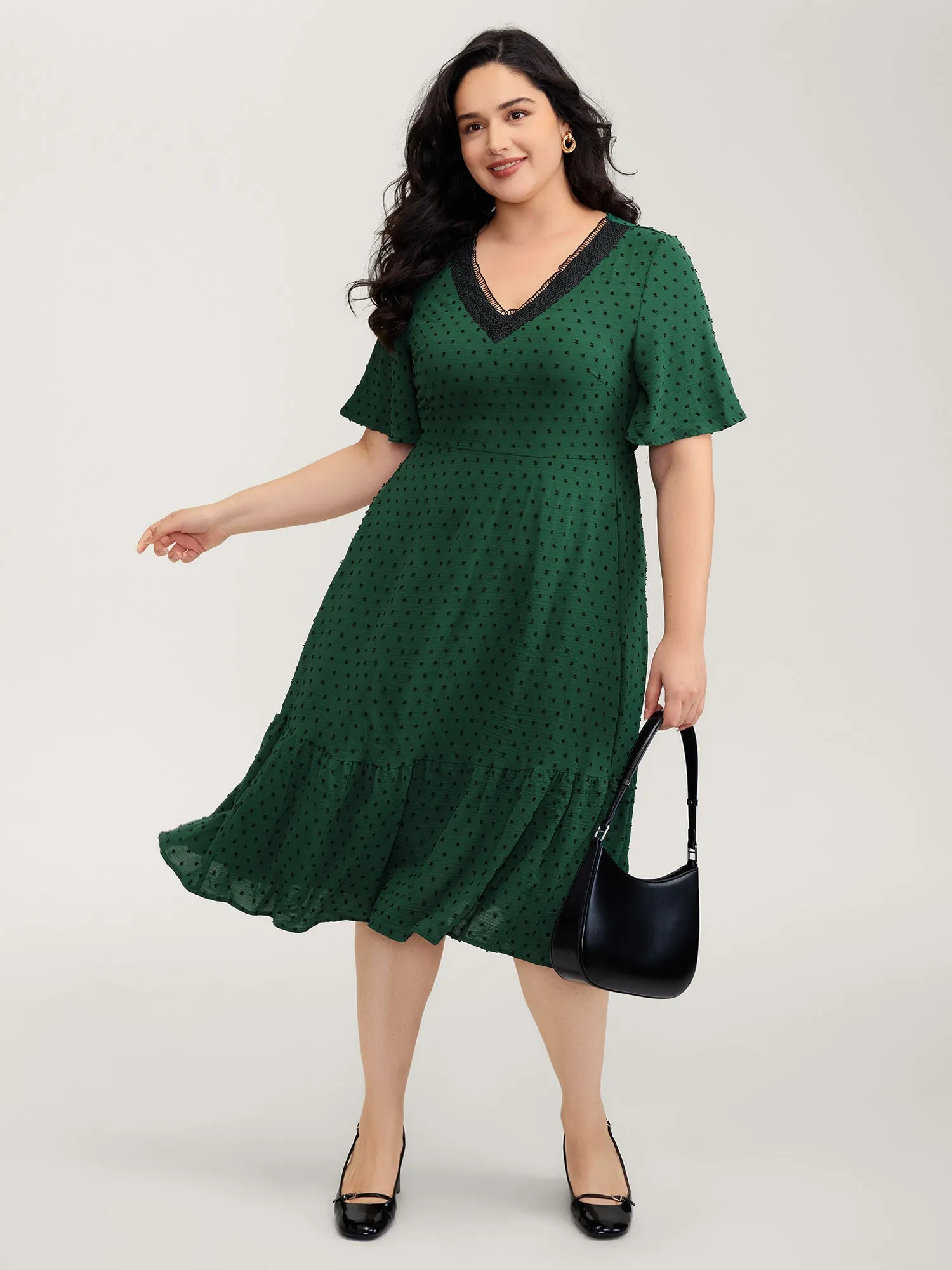 Jacquard Stretchy Waist Tiered Midi Dress sold by Bloomchic product image thumbnail 3