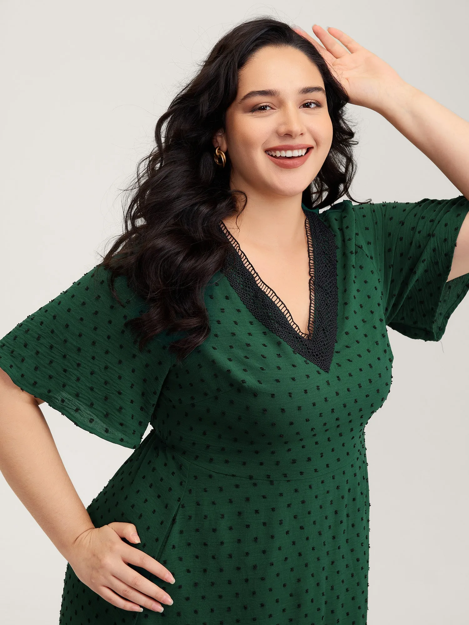 Jacquard Stretchy Waist Tiered Midi Dress sold by Bloomchic product image thumbnail 2