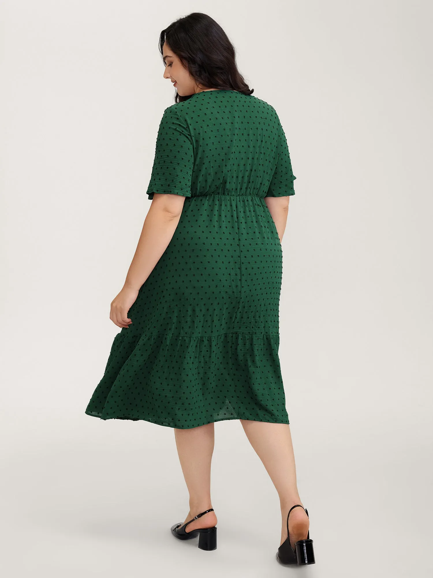 Jacquard Stretchy Waist Tiered Midi Dress sold by Bloomchic product image thumbnail 4