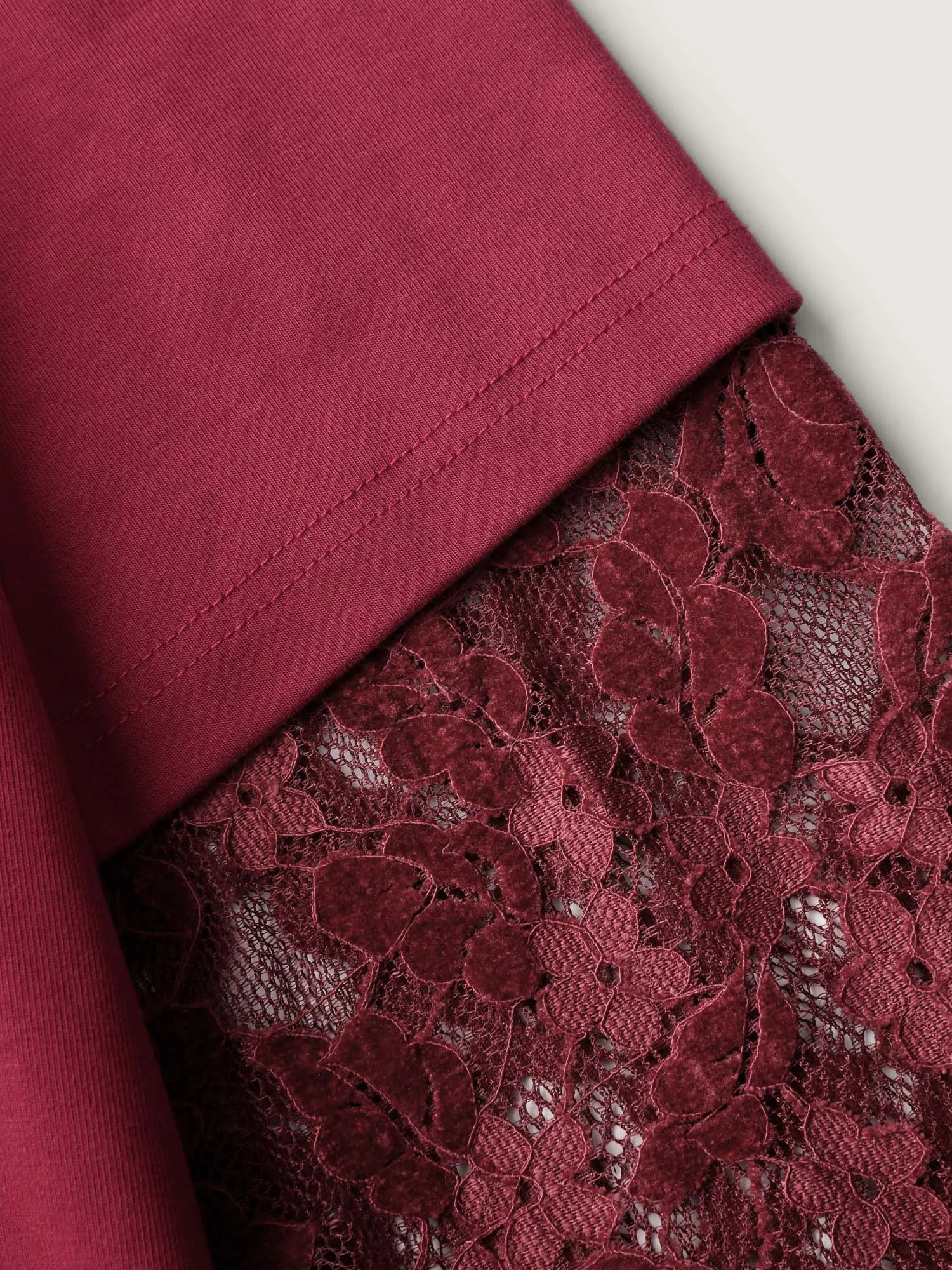 2-In-1 Layered Sheer Lace Sleeve T-Shirt sold by Bloomchic product image thumbnail 5