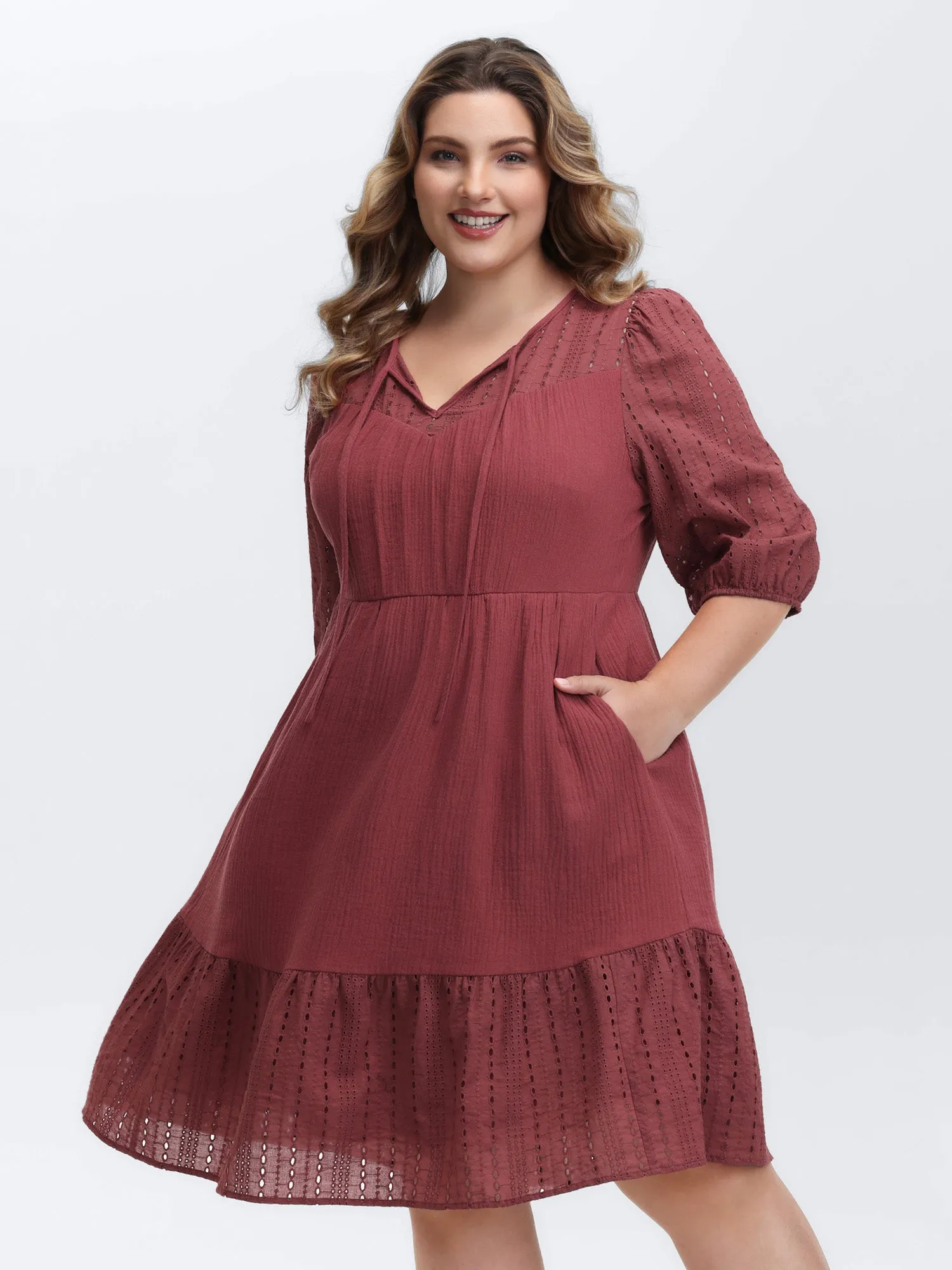Pure Cotton Cut-Out Tiered Midi Dress sold by Bloomchic