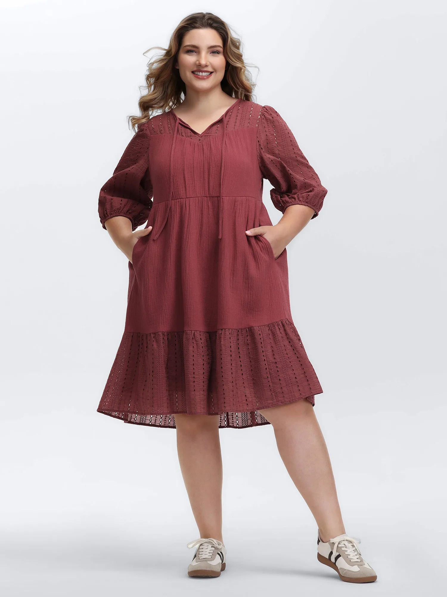 Pure Cotton Cut-Out Tiered Midi Dress sold by Bloomchic product image thumbnail 3