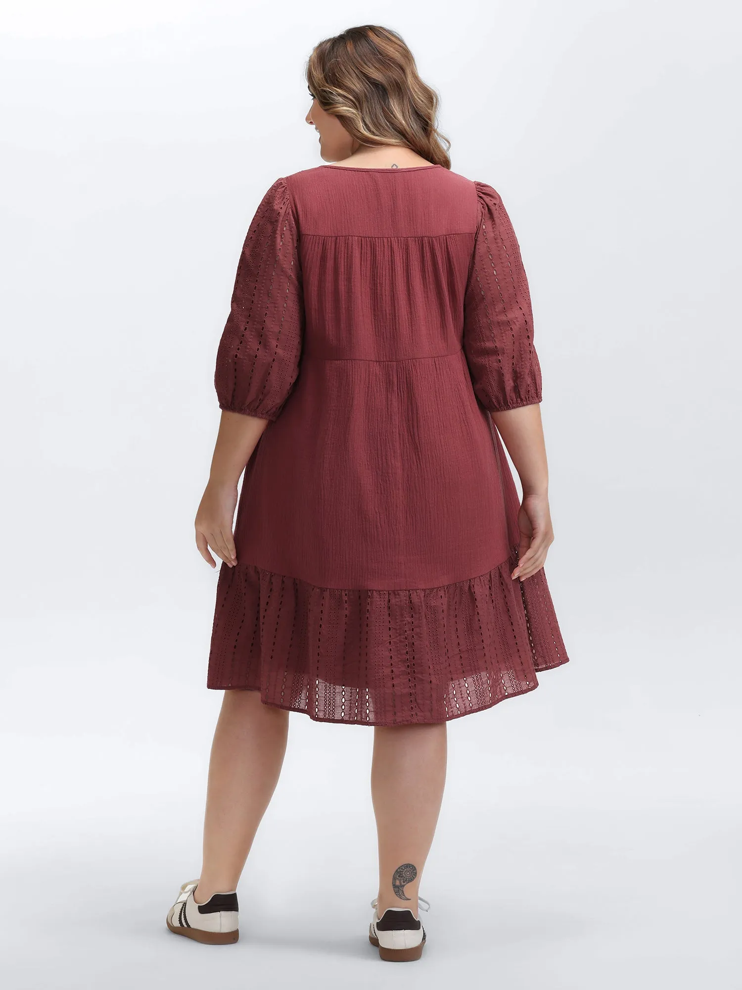 Pure Cotton Cut-Out Tiered Midi Dress sold by Bloomchic product image thumbnail 4