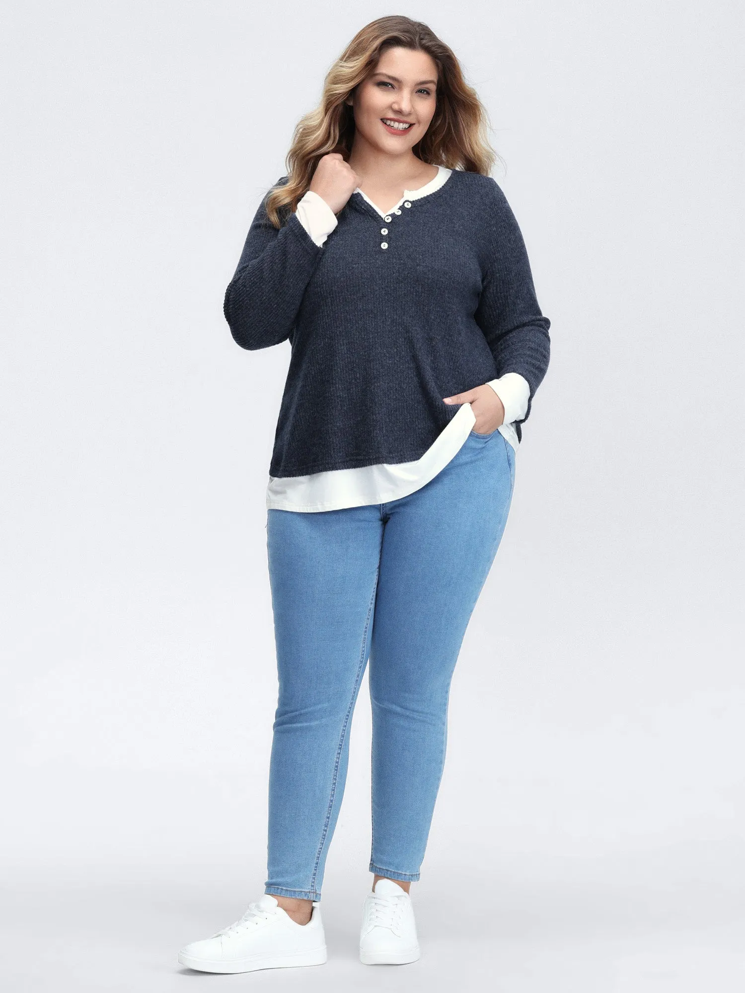 Velvety-Textured Ribbed Layered T-Shirt sold by Bloomchic product image thumbnail 3