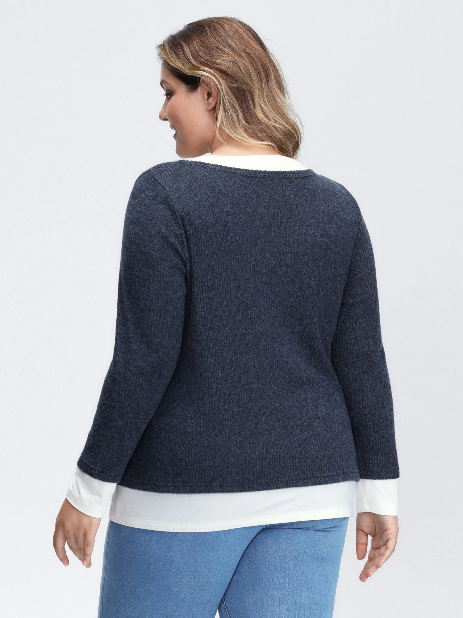 Velvety-Textured Ribbed Layered T-Shirt sold by Bloomchic product image thumbnail 4