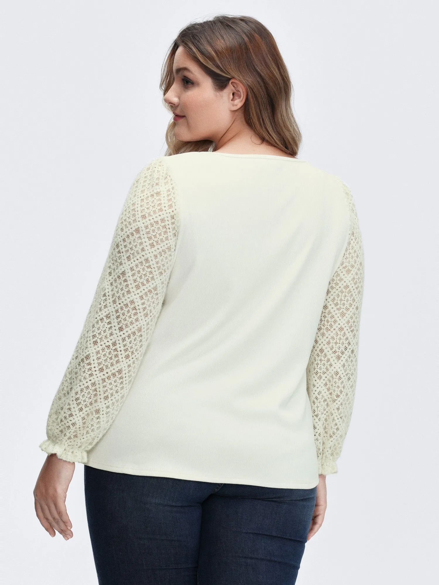 Supersoft Velvety-Feel Lace Trim Round Neck T-Shirt sold by Bloomchic product image thumbnail 4