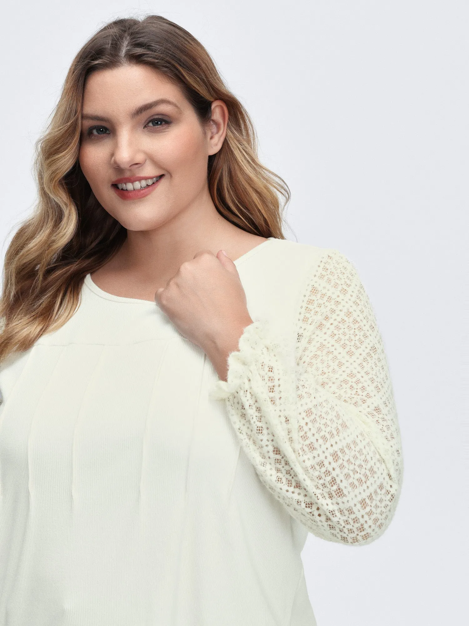 Supersoft Velvety-Feel Lace Trim Round Neck T-Shirt sold by Bloomchic product image thumbnail 2