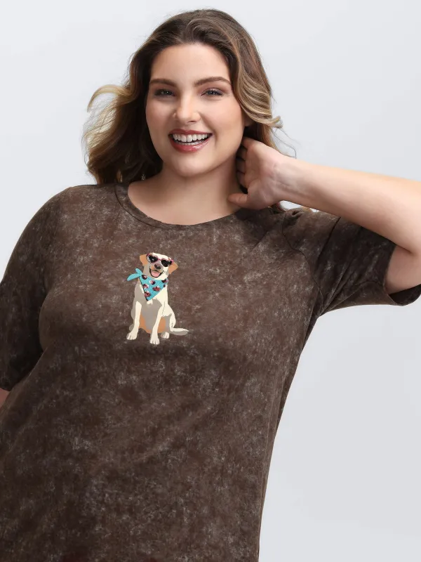 Chic Dog Pattern Snowflake Effect T-Shirt sold by Bloomchic