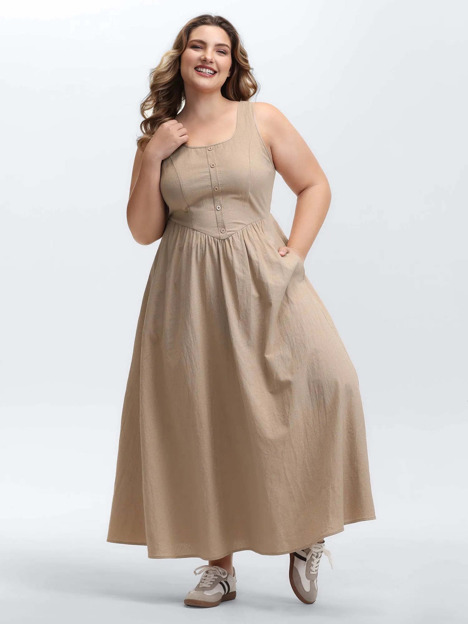 Shirred Back Waist-Defining Maxi Dress sold by Bloomchic product image thumbnail 3