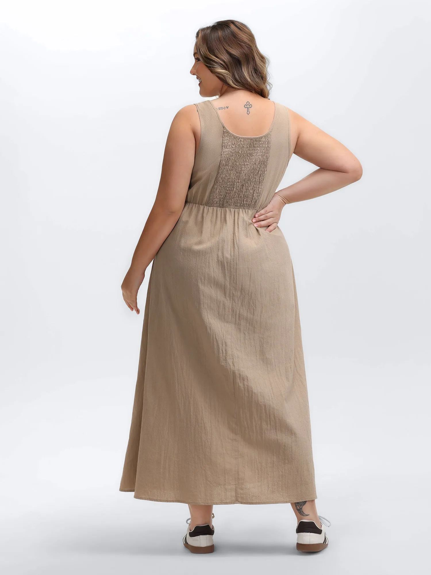 Shirred Back Waist-Defining Maxi Dress sold by Bloomchic product image thumbnail 4