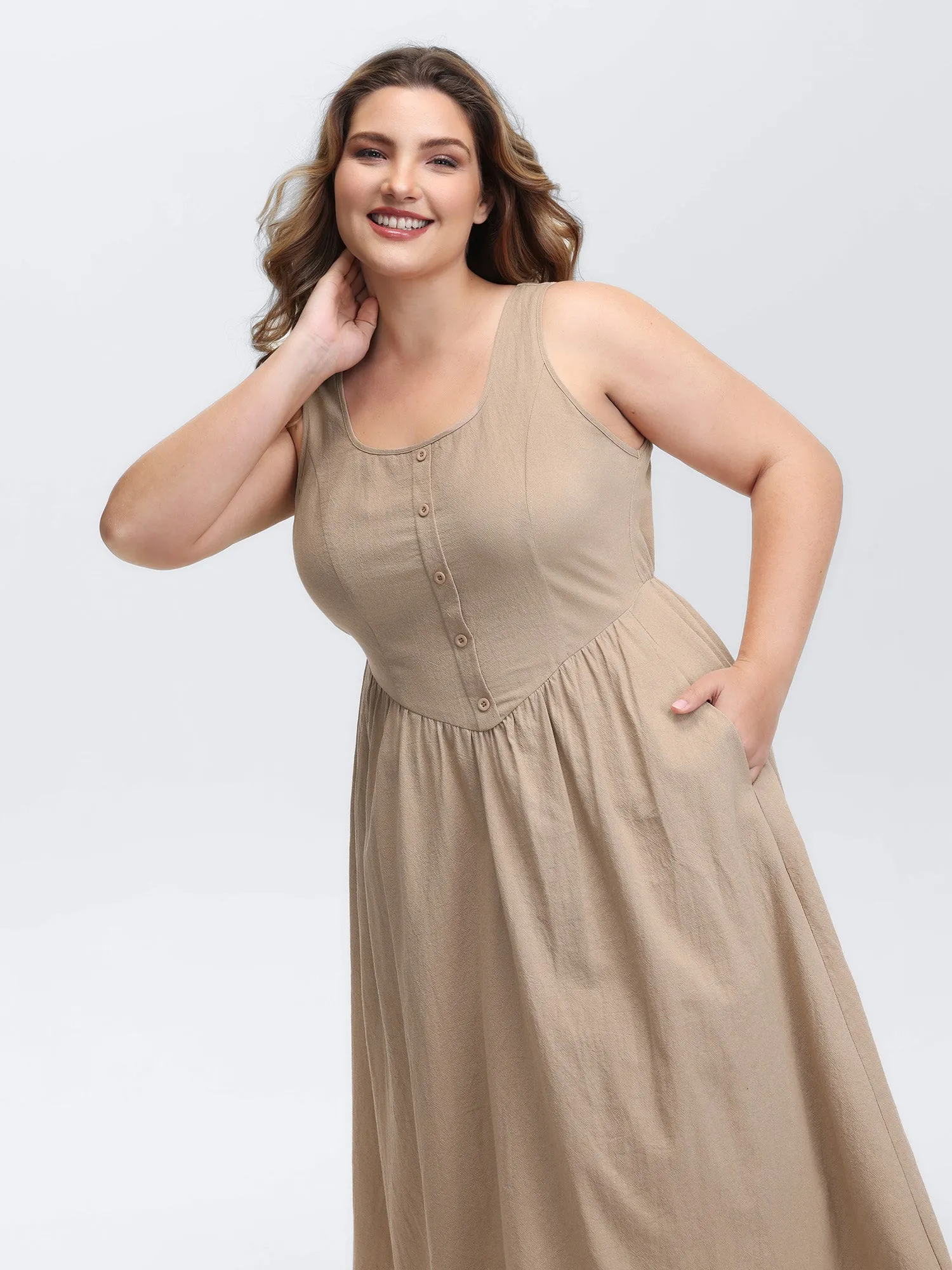 Shirred Back Waist-Defining Maxi Dress sold by Bloomchic product image thumbnail 2