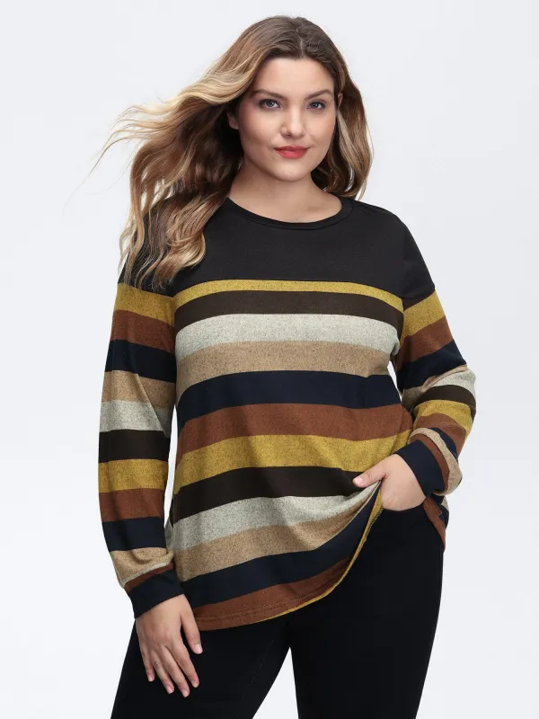 Stretchy Colorful Stripe Relaxed-Fit T-Shirt sold by Bloomchic